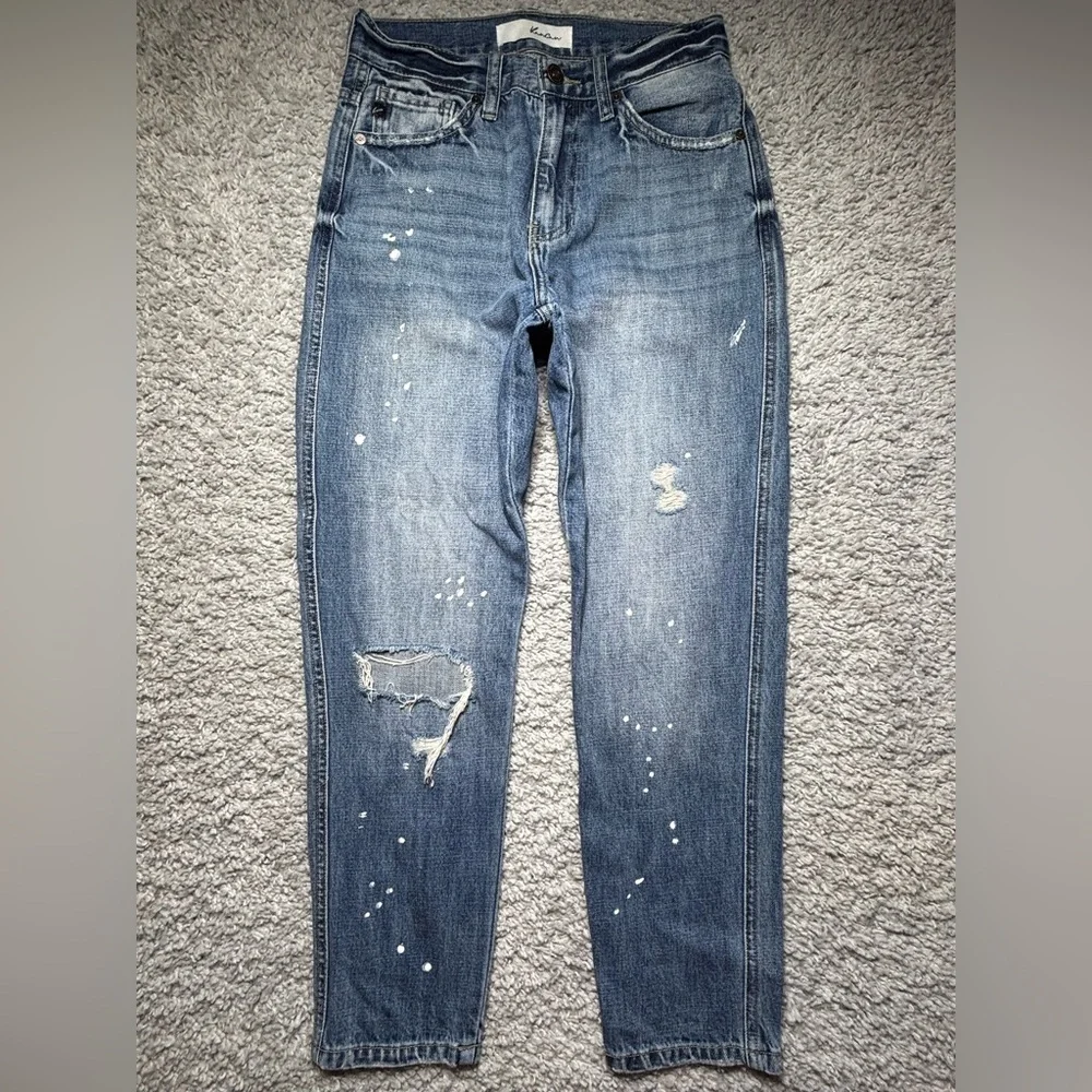 Kancan Jeans Womens 24 High Rise Relaxed Baggy Casual Distressed Grunge Thrashed